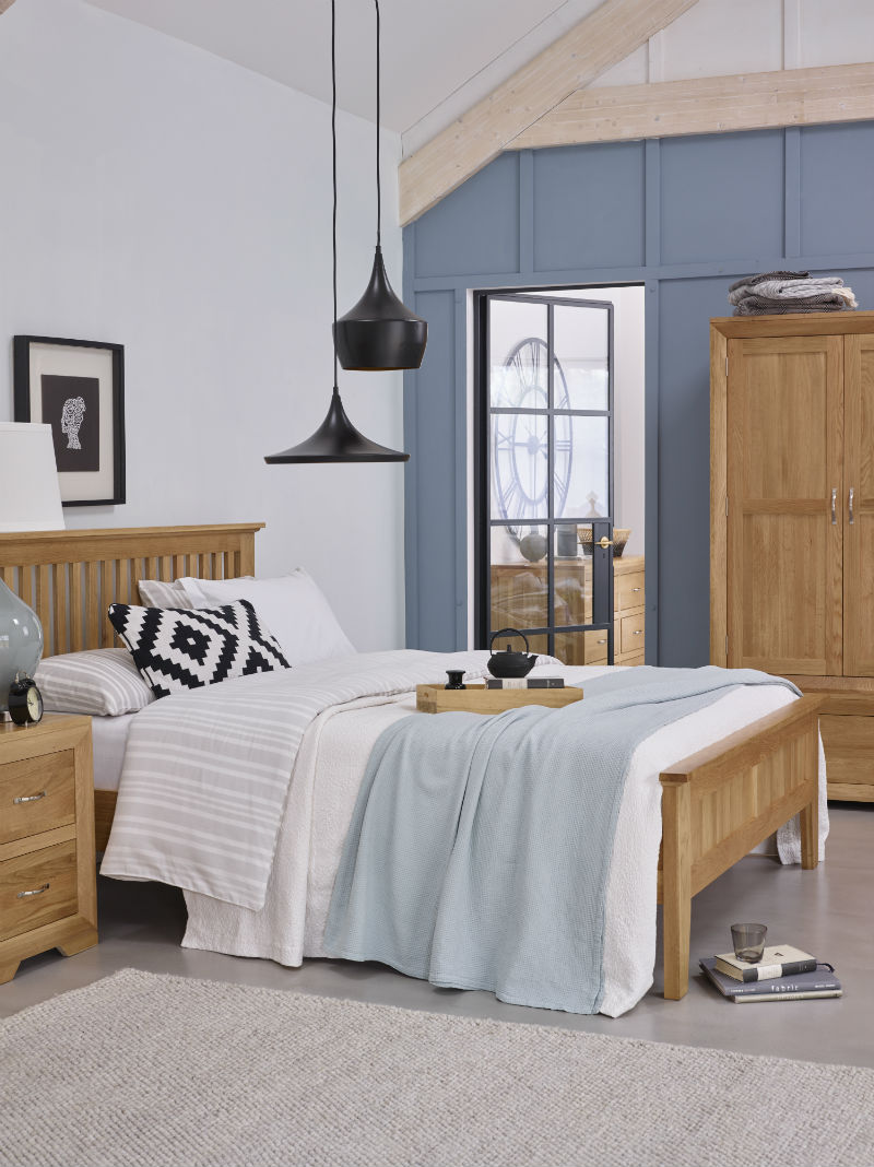 Bedroom furniture with black and white cushion