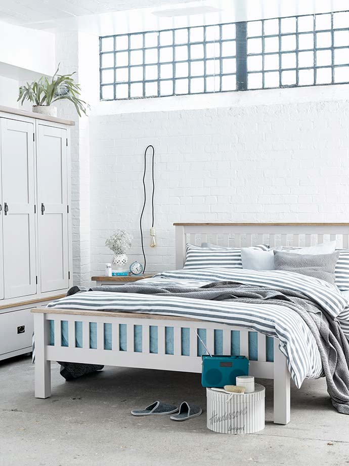 kemble painted double bed and triple wardrobe
