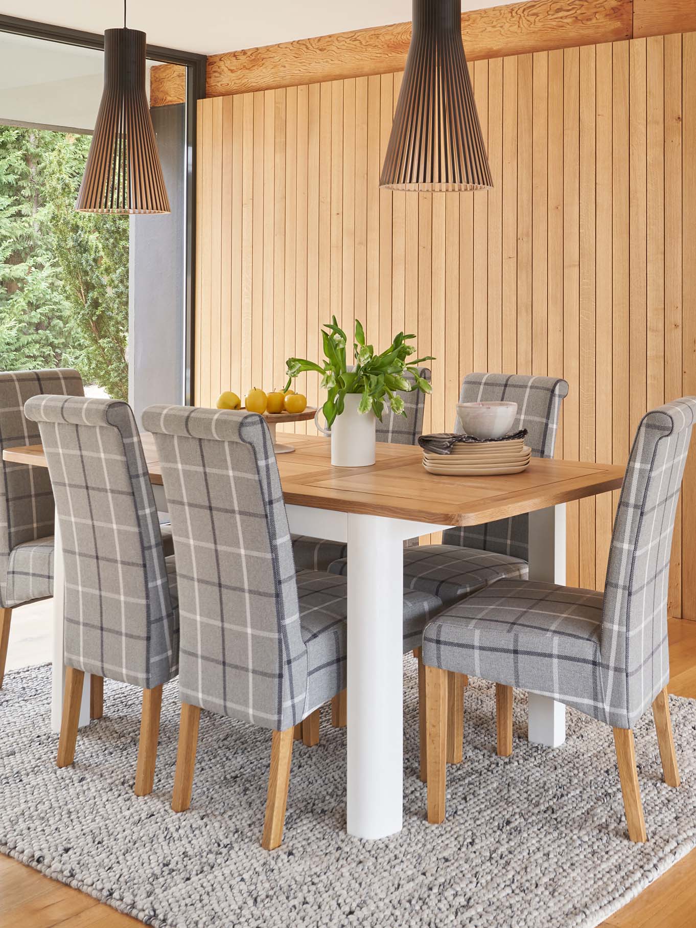 Hove white painted and natural oak dining table