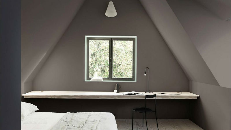 grey minimal loft conversion bedroom
