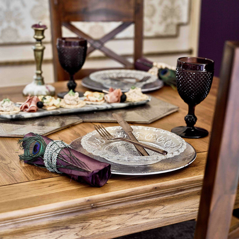 Rustic dining table with Christmas party decor
