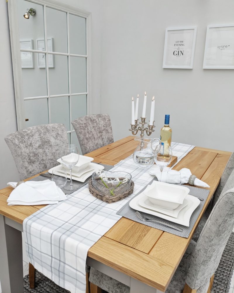 Date night on grey dining table