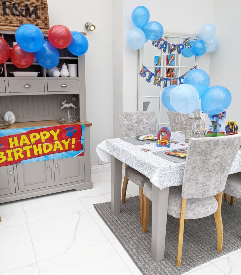 Birthday celebrations on grey dining table