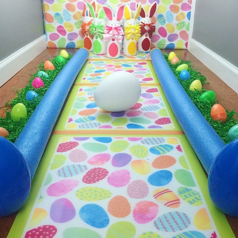 Bowling with Easter eggs