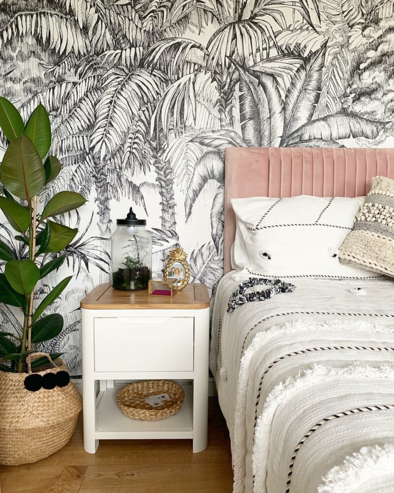 black and white plant flower wall paper