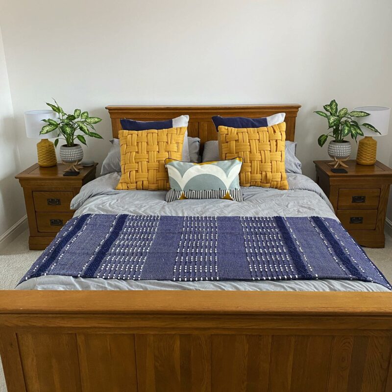 Large French farmhouse oak double bed