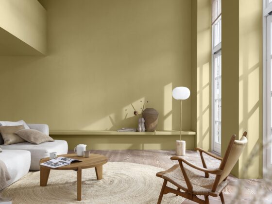 Dulux Colour of the Year Wild Wonder showcased in a spacious open plan room.