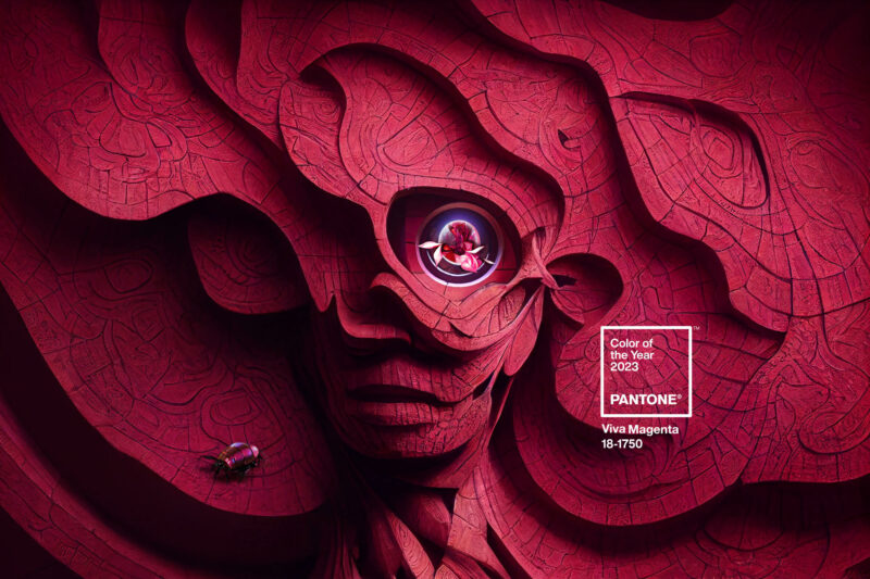 Stirking visual of Pantone Colour of the Year 2023 Viva Magenta.