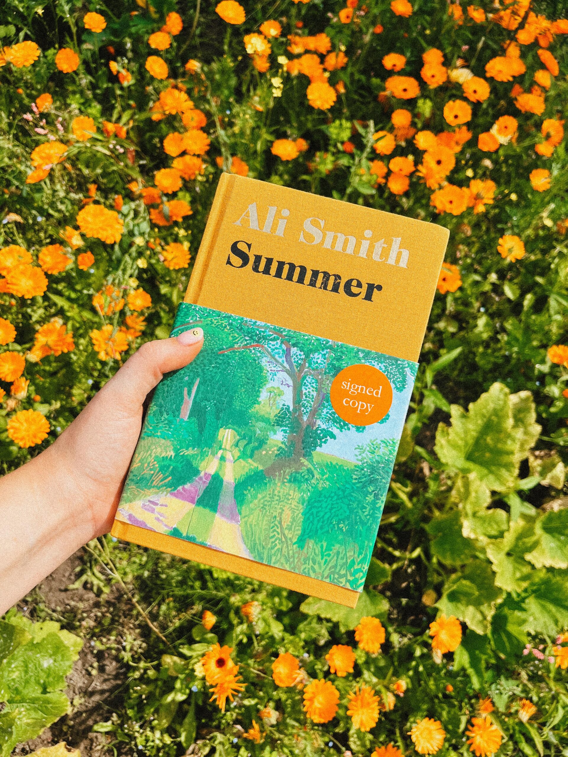 A book cover-hand holding book-wild flowers-summery book cover