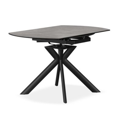 Lucia Ceramic Swivel Extending Round Dining Table in Matt Grey Finish 130cm