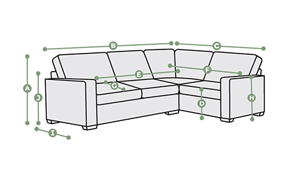 Melton Corner Sofa Left Hand Dimensions